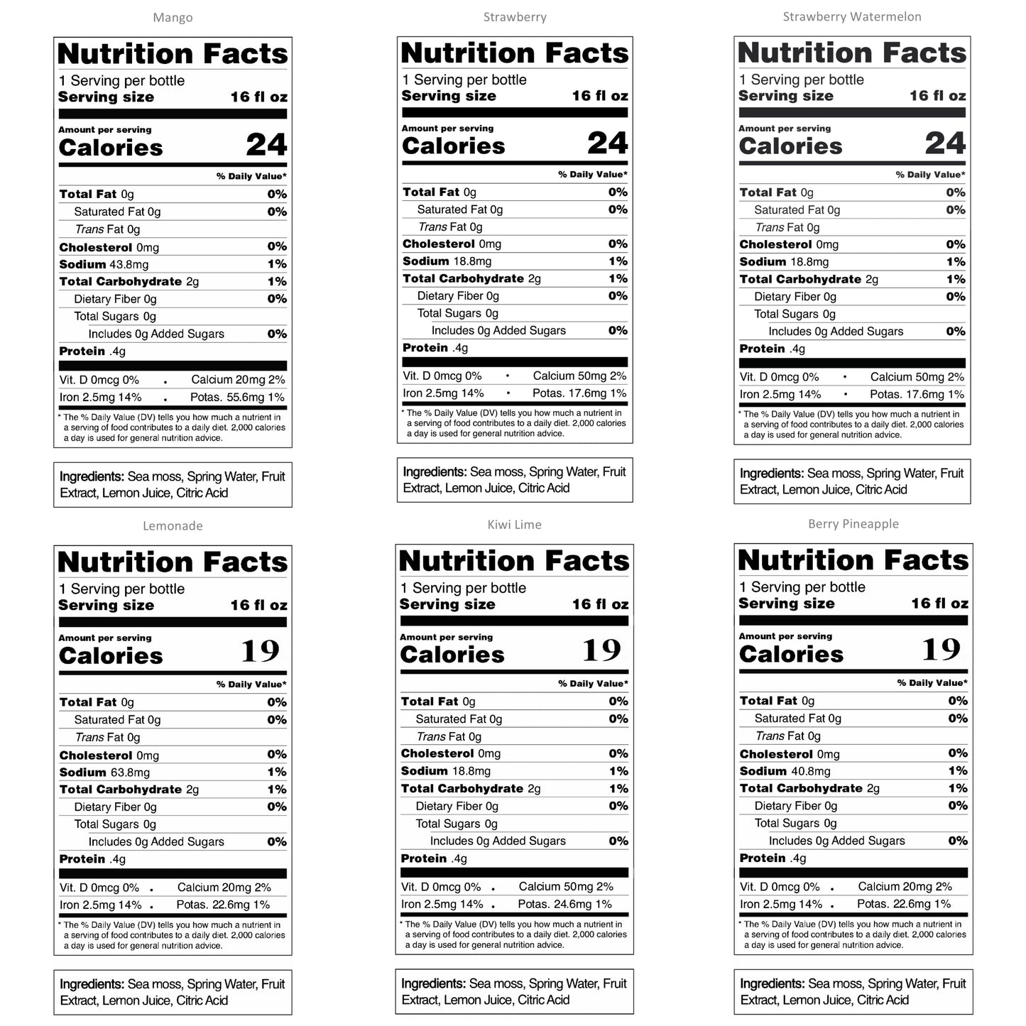 Sea Moss Juice Variety Bundle 6 Pack